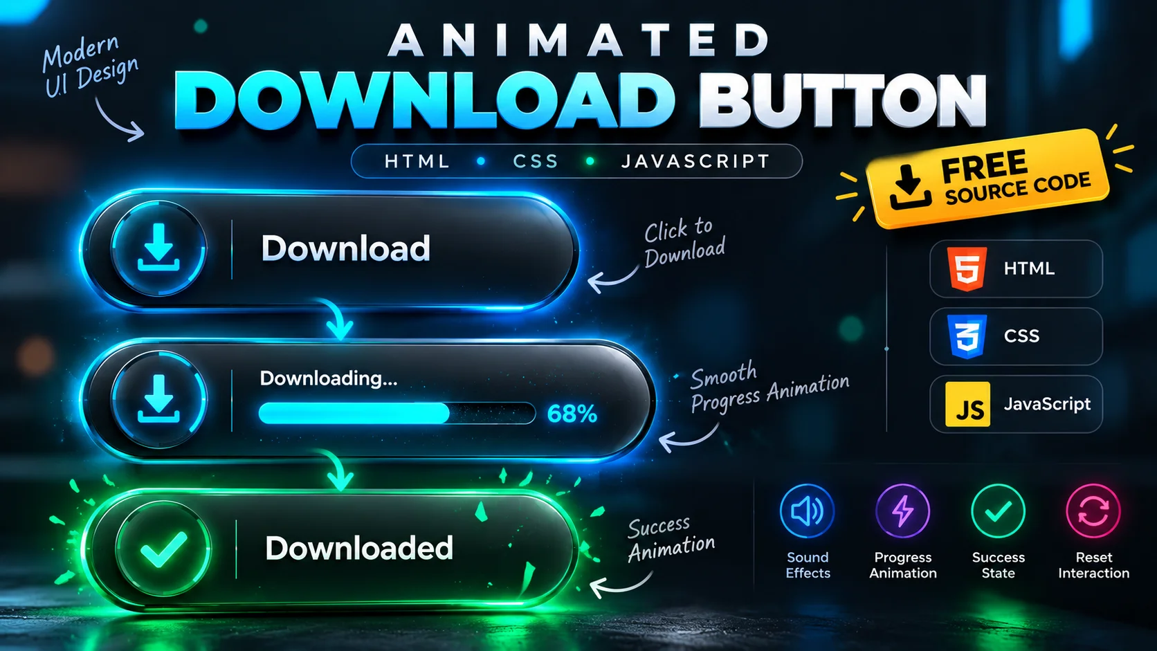 Animated Download Button with Progress Microinteraction