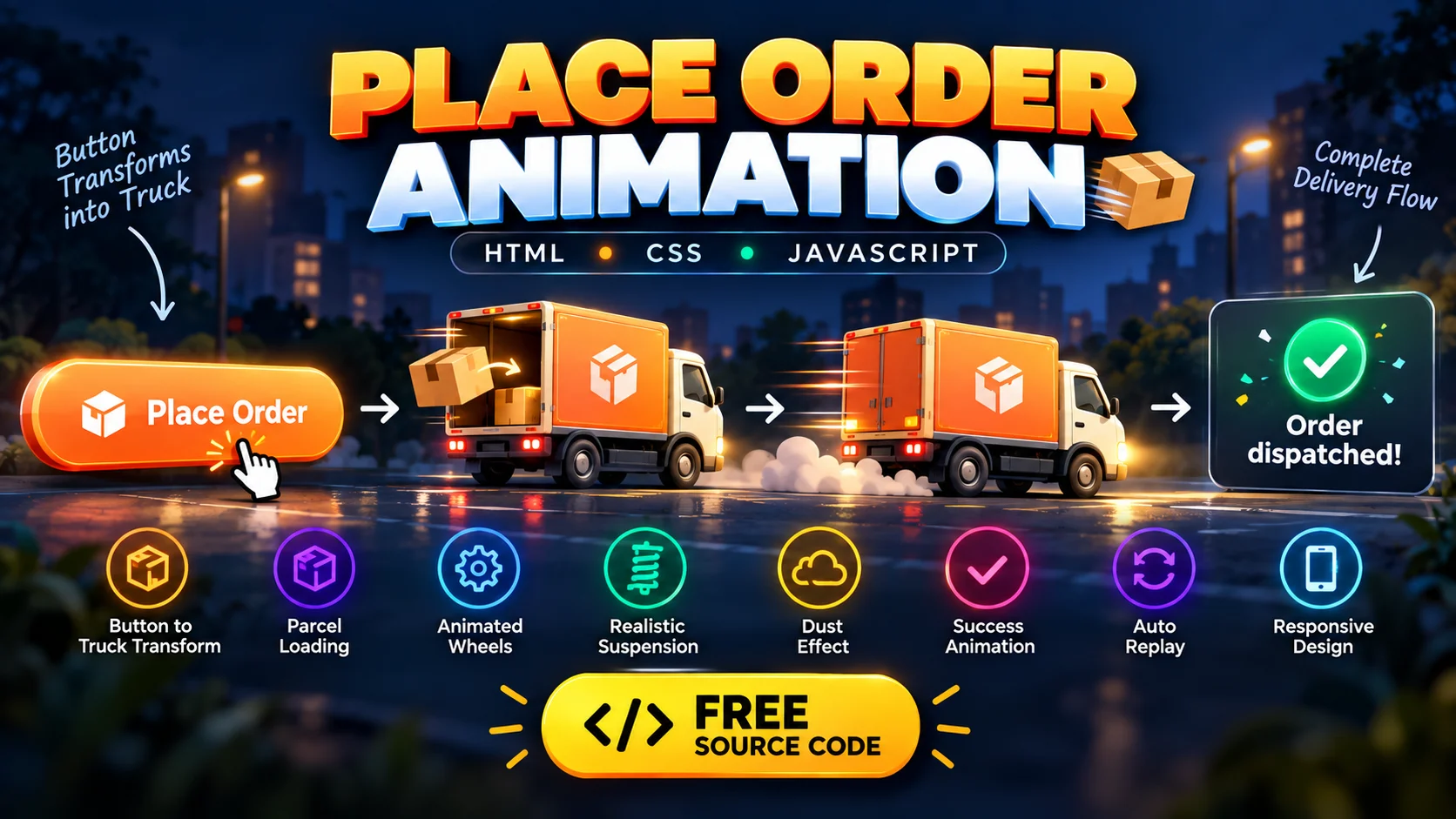 Animated Place Order Button to Delivery Truck
