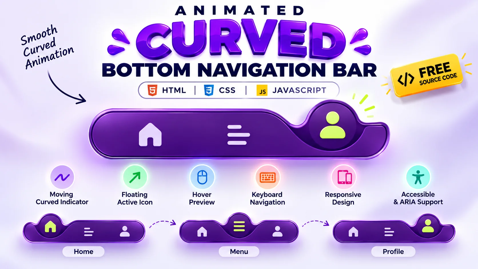 Animated Curved Bottom Navigation Bar